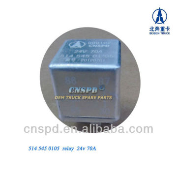 24v 70A 4 pin auto relay, power relay for BEIBEN trucks, truck relay 5145450105