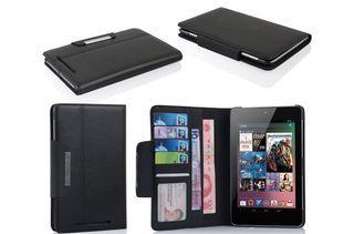 Black Leather Google Nexus Tablet Covers Lychee Pattern Nex