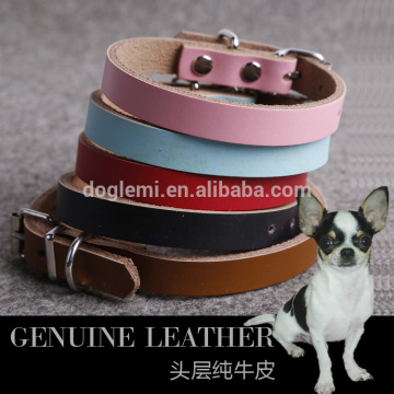 Plain Geniune Real Leather Dog Collar Puppy Pet Small Medium Large