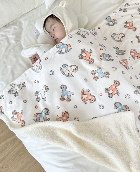 (70cm 90cm) Pamuk Jersey ve Polyester Berber Polar Bağlı Battaniye (70CM 90CM ) Cotton Jersey & Polyester Berber Fleece Bonded Blanket