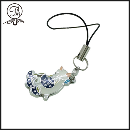 Metal pingente gato celular charme pulseira