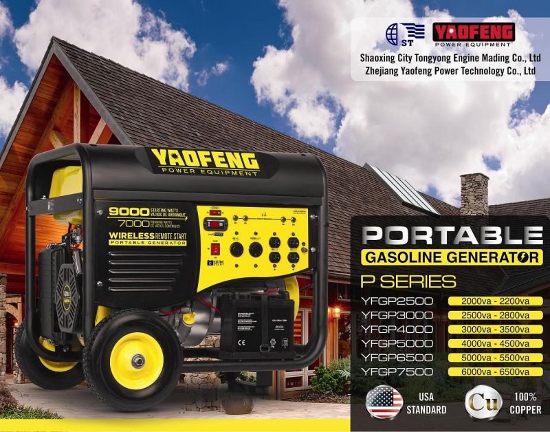 6000 Watts Portable Power Gasoline Generator with EPA, Carb, CE, Soncap Certificate (YFGF7500E1)