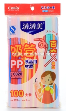 Long flexible drinking straws/ colorful plastic straw/ drinking spoon straw