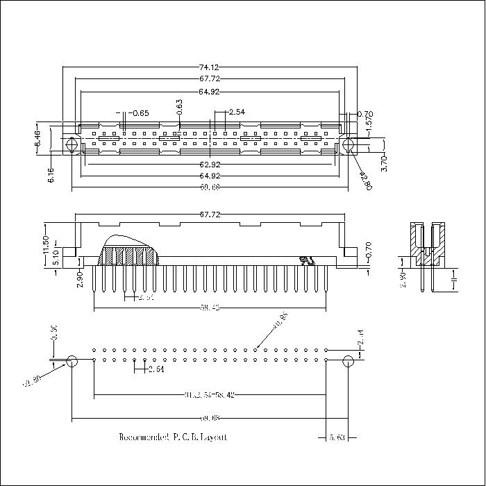 DMS-XX-XXX-214 DIN41612 Vertical Plug Type Q Connectors-Inversed 48 Positions