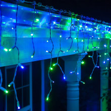 Blue and Green Outdoor Icicle Christmas Lights