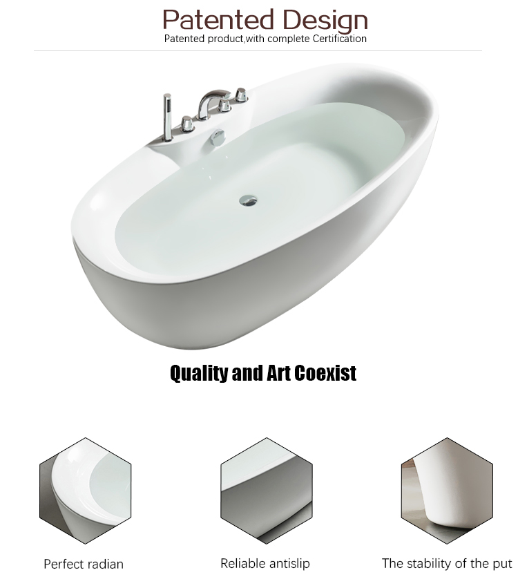 Modern Acrylic BathTub And Solid Oval Surface Freestanding Bathtub