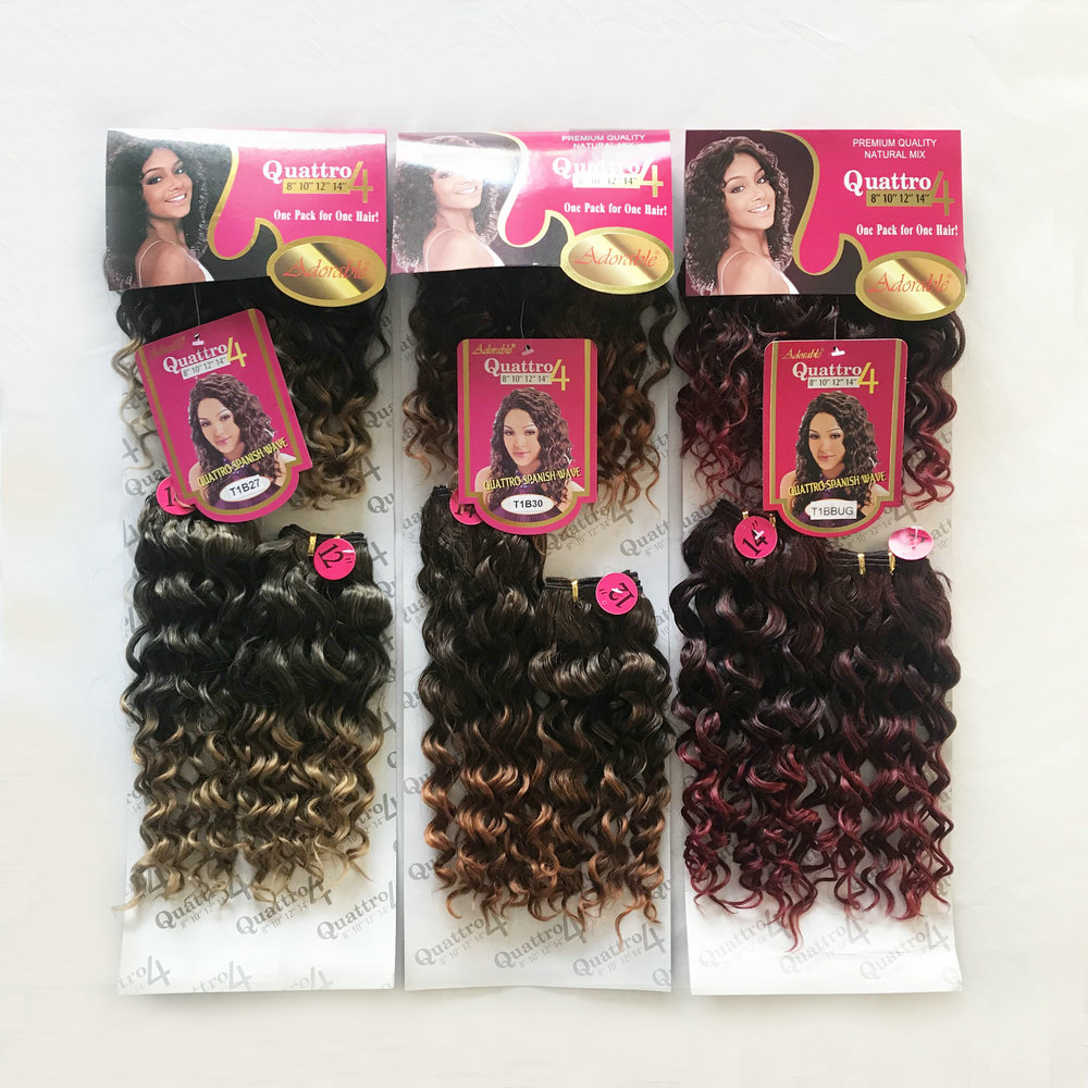 Spanish curly hair Weave 4pcs different length in a pack,Synthetic hair weft by Adorable hair