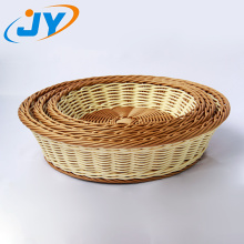 handweaved plastic rattan round shape basket