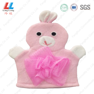 Pink rabbit animal bath gloves