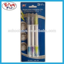 Double ballpoint pen with highlighter for school use