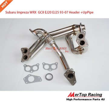 Mertop 1993-2007 Subaru Impreza WRX Exhaust Header+ UpPipe for GC8 EJ20 EJ25