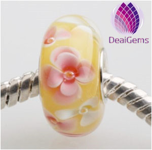 Wholesale beads Silver-plated brass big hole glass beads