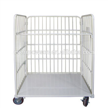 Supermarket foldable metal mesh wire roll container trolley