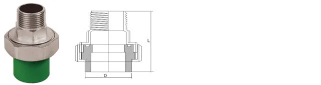 Rehome Green PPR Male Thread Union for Cold and Hot Water Supply