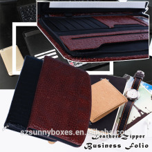 Luxury Leather Multi Layers/Pockets Zipper Business Portfolio Folder