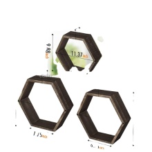 Set of 3 Large Wooden Square Wall Cube Shelves and Hexagon Floating Shelves for Home Décor