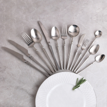 Silvery Gold Black 304 Stainless Steel Serving Knife Spoon Fork Set