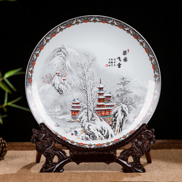 Jingdezhen Ceramic Plate Hang Dish Plate Traditional Style Porcelain Decorative Plate Metope For Living Room Hotel