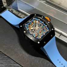 Professional Carbon Fiber Tonneau-Shaped Men's Watch - Blue Service