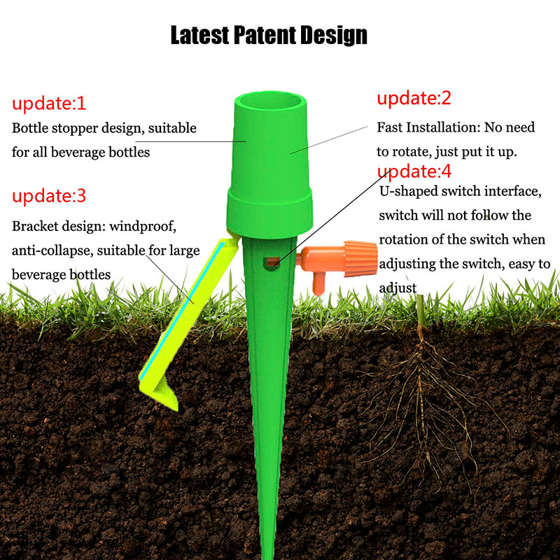 Adjustable Automatic Spiked Watering Device with Support Bracket Garden Irrigation Plant Self Watering Spikes