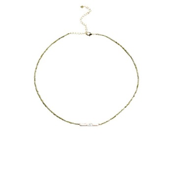 Custom Natural Olivine Green Necklace with freshwater pearl