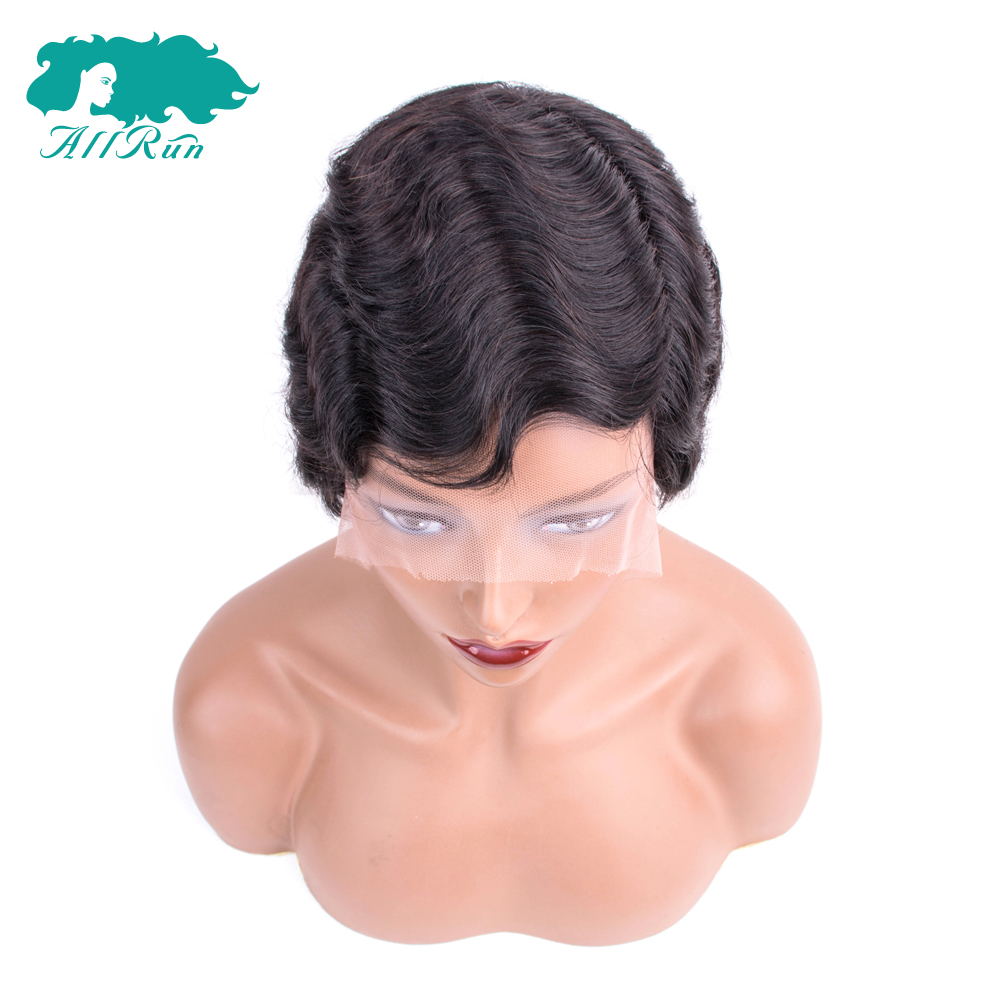 Hot selling Brazilian Remy Short Lace Front Human Hair Wigs For black women for summer