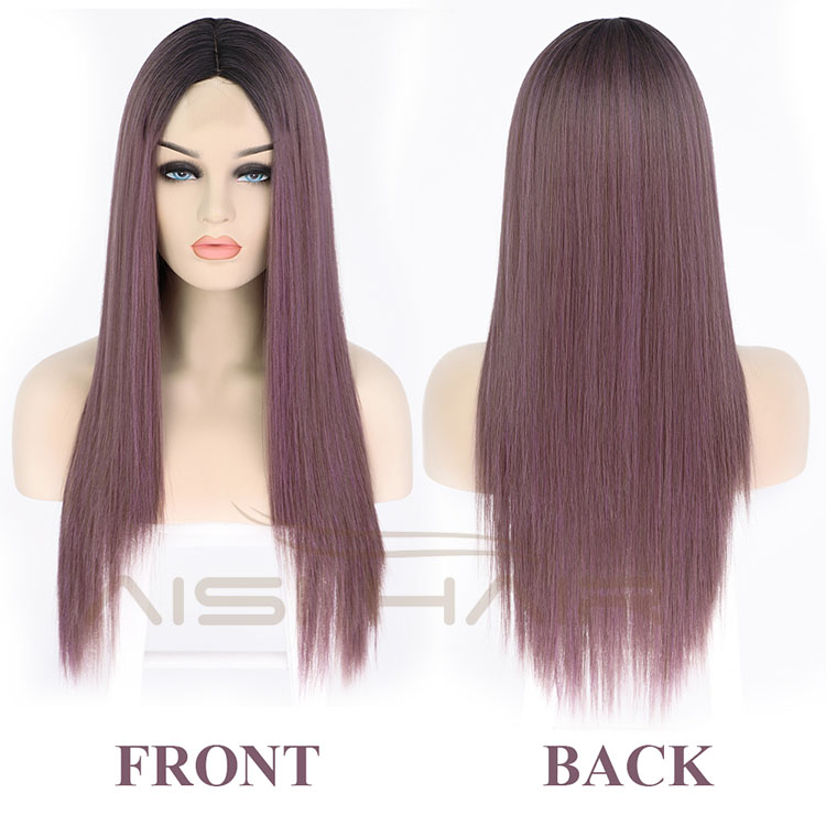 Aisi Hair Party Cosplay Popular Wholesale Vendor Long Silky Straight Ombre Purple Wig For Black Women Synthetic Hair Wigs