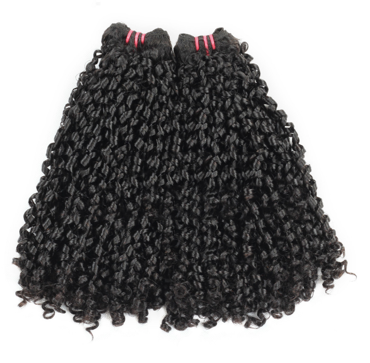 Super Double Drawn Pissy Curl Virgin Raw Virgin Hair Grade 11A, Flexi Pixie Curl Funmi Curl Hair Human Hair Weave