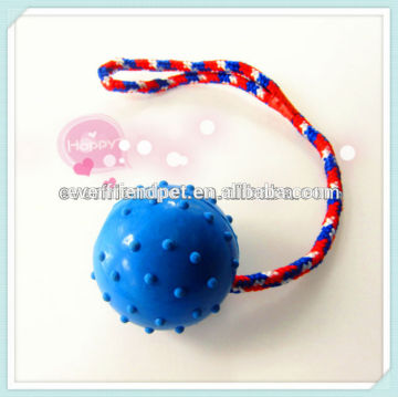 hot sell rubber spike ball on a rope dog toy