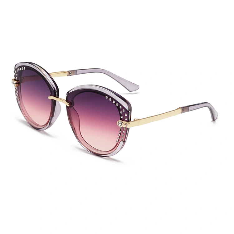 Frameless Women Color Lense Diamond Sunglasses