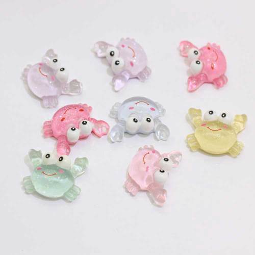 Cabujón de resina de animales con forma de cangrejo simulado Kawaii de Color claro para decoración de juguetes DIY, artículos para niños, encantos de concha de teléfono