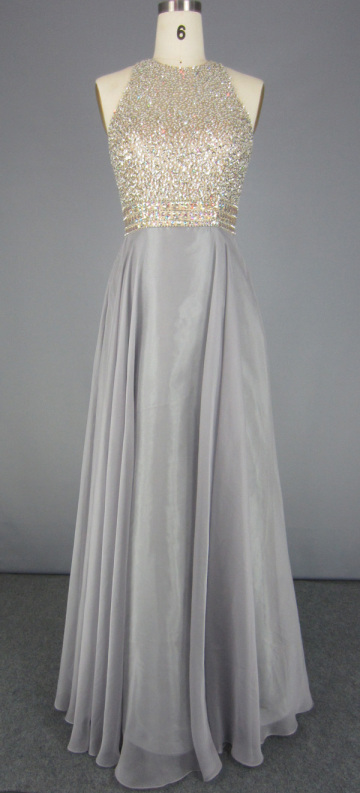 Silver Bling Beading Prom Wedding Dress