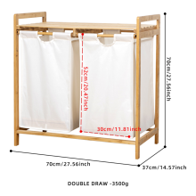 New White Bamboo Double-Drawer Storage Rack