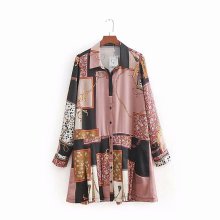 Women's Cheap Chain Printed Long Sleeve Dress