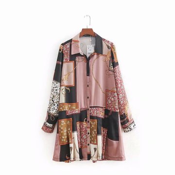 Women's Cheap Chain Printed Long Sleeve Dress