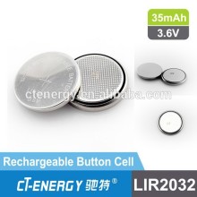 lir2032 rechargeable button battery for li-ion key battery