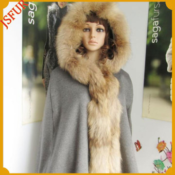 Wholesale With Hood Long Style Raccoon Fur Capes Shawls