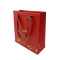 Red Gold Logo Printed Cloth Garment Shopping Bags