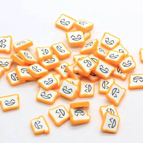 Pretty Yellow Smile Funny Faces 10mm Bread Square Polymer Clay Soft Nail Art Stickers 500 g / bag Ragazze Women Nail Decors