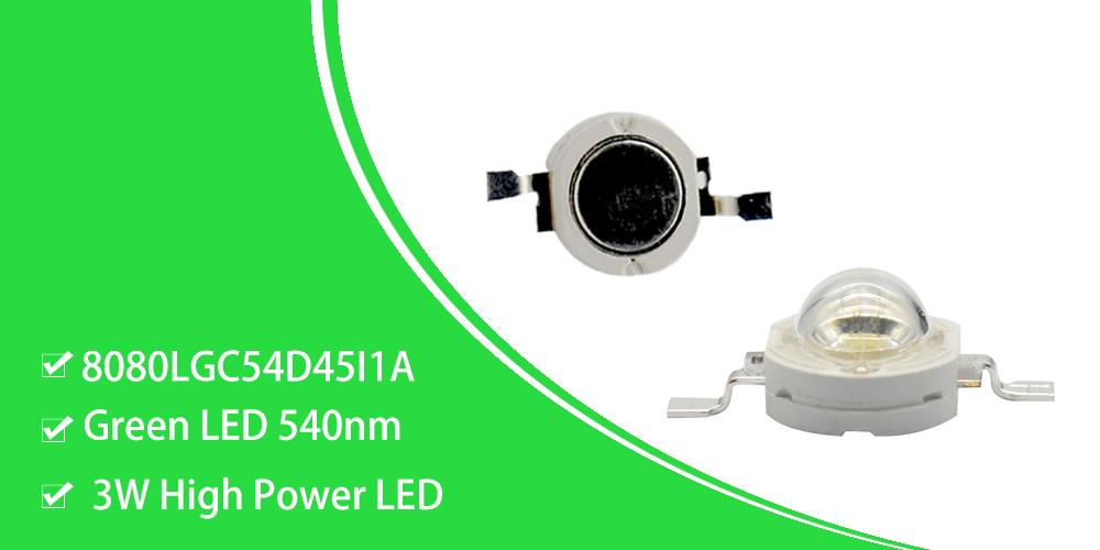 8080LGC54D45I1A 540nm LED Green SMD High Power LED 3W