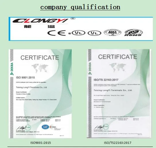 This section describes the certification of copper tube terminals This section describes the certification of copper tube terminals