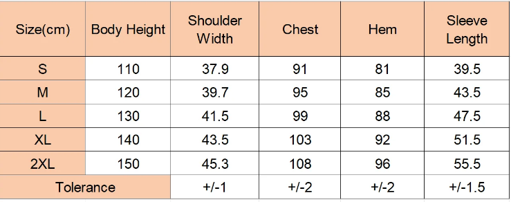 size chart