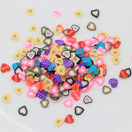 Novel Design 2019 Newest Produce Heart Fruit Candy Miniature 5mm Polymer Clay Nail Stickers for Girls Nail Beauty