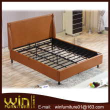 modern single leather bed with high headboard