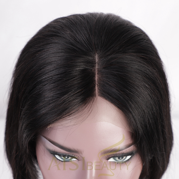 Aisi Beauty Cheap Short Silky Straight Short Bob Black Wig Middle Part Swiss Lace Wig Synthetic Lace Front Wigs For Black Women