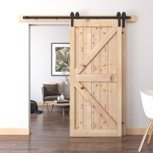 Unpainted DIY Oak Barn Door Bathroom Wooden Sliding System with Hardware
