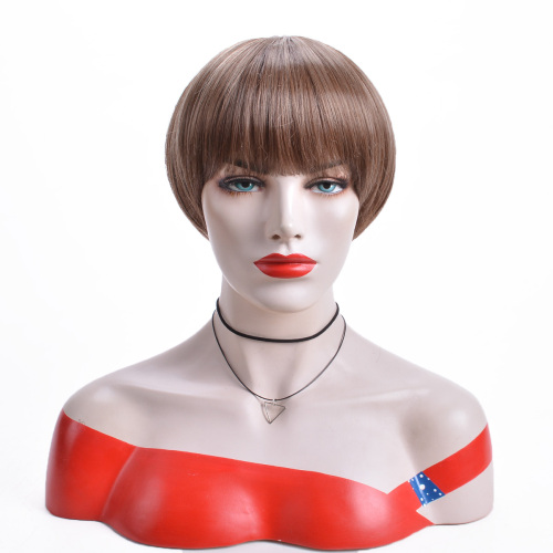 Wholesale heat resistant light brown short straight wigs bob hair wigs synthetic hair wigs for women