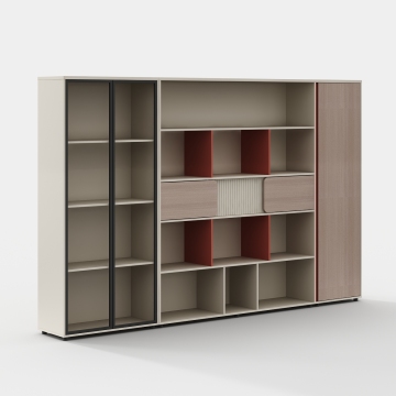 Modular Wood Office Storage Cabinet with Shelves - New Design Furniture