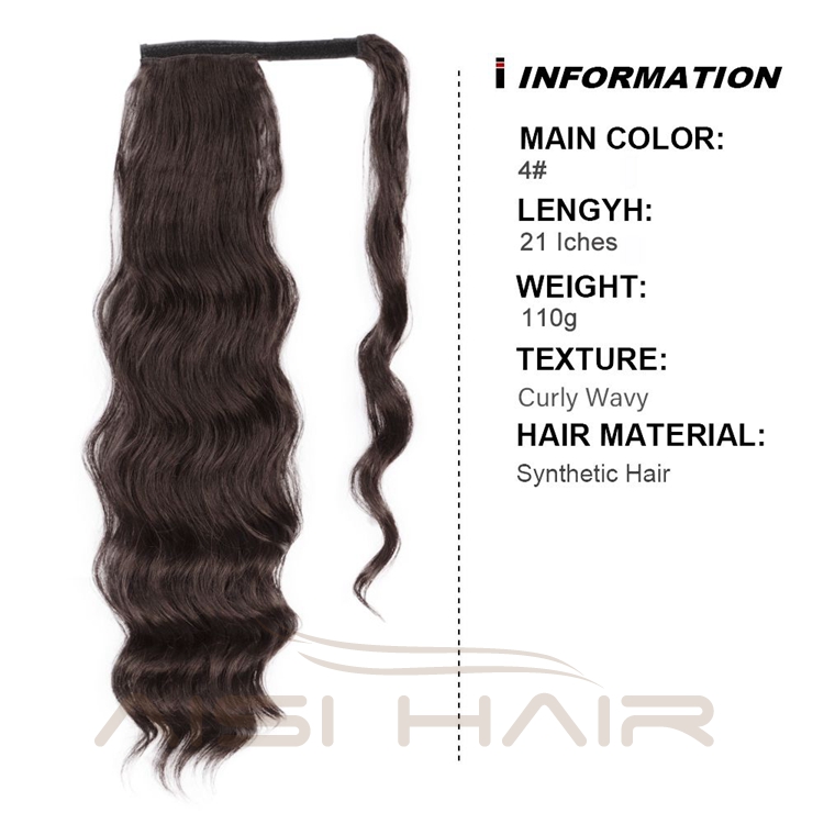 Aisi Afriacan Pre Stretched Body Wave High Temperature Long Ponytail Synthetic Hair Extension Clip In Fiber Wigs