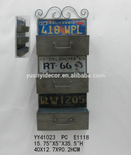 vintage magazine metal wall shelf, three tiers shelf